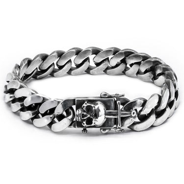 Conquered Bracelet - Sterling Silver Sword and Skull Clasp - Black Feather Design